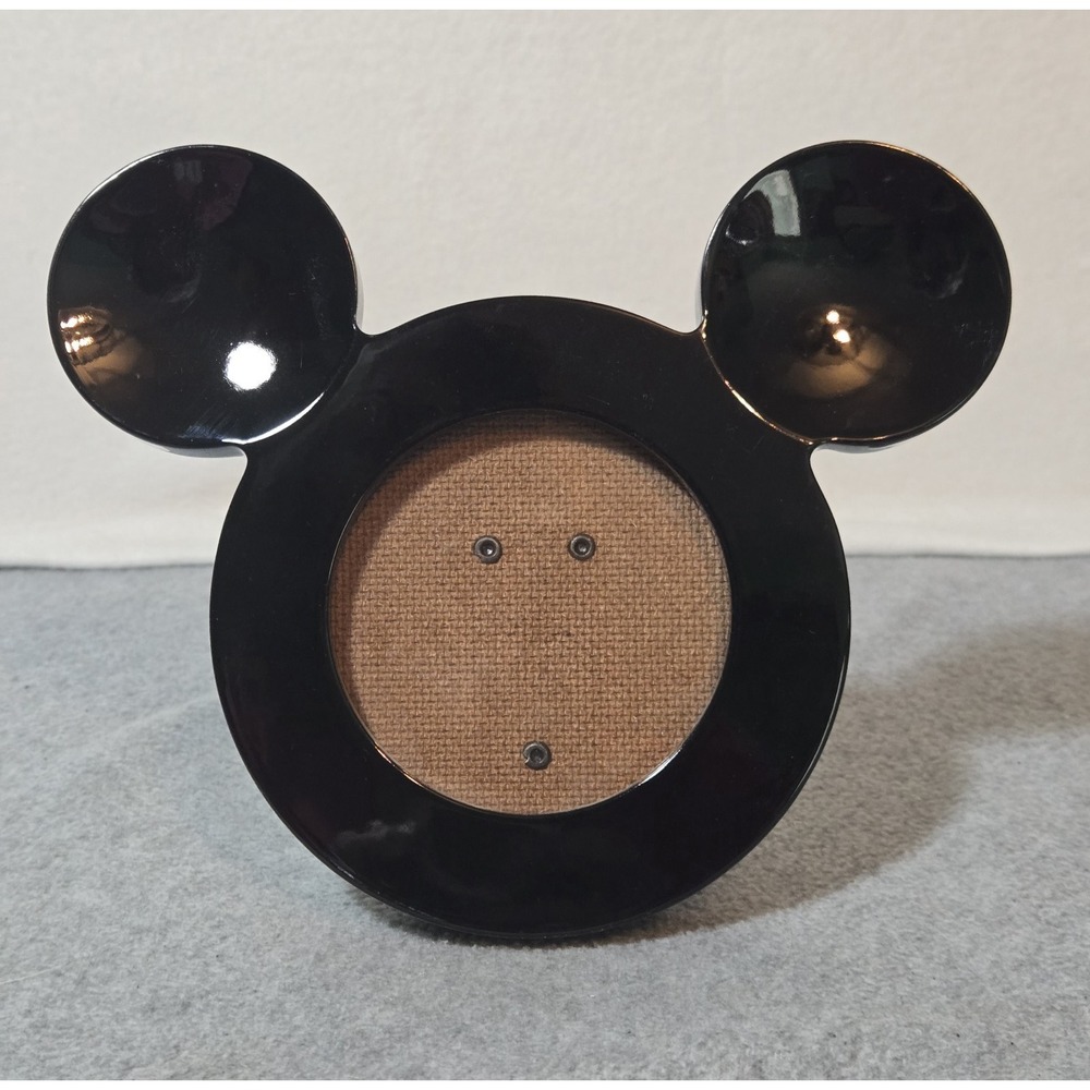 Disney Parks Micky Mouse PICTURE FRAME Head Ears Outline  3" Photo Black Glossy